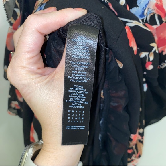 WHBM Black Red Blue Gold Floral Cold-Shoulder Metallic Embroidered Maxi Dress 6 - Picture 11 of 13